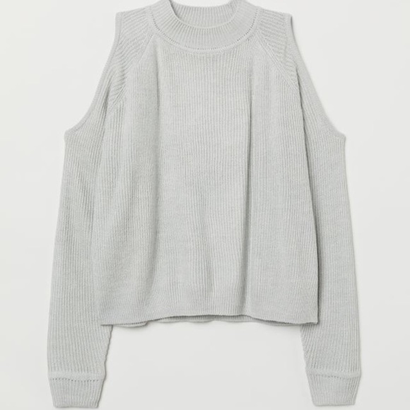 H&M Light Gray Open-Shoulder Sweater - Picture 1 of 6